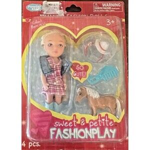 Sweet & Petite Fashionplay Doll & Horse Playset By Parade Kids New Blonde Hair